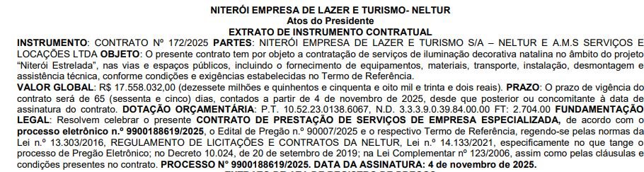 Reprodução do Diário Oficial de Niterói