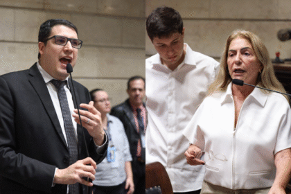 Vereador Rogério Amorim (PL) e a vereadora Rosa Fernandes (PSD). Fotos: Guilherme Nery, Luciola Villela e Renan Olaz/CMRJ