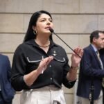 A vereadora do Rio Alana Passos (PL), durante discurso na abertura do ano legislativo na Câmara