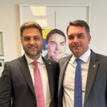 O prefeito de Campos, Wladimir Garotinho (PP), e o senador Flávio Bolsonaro (PL)