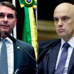 O senador Flávio Bolsonaro (PL) e o ministro do Supremi Tribunal Federal Alexandre de Moraes