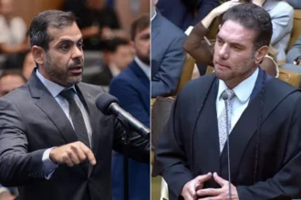 Deputado Bruno Dauaire e o advogado do PSD, Thiago Boverio. | Foto: Reprodução