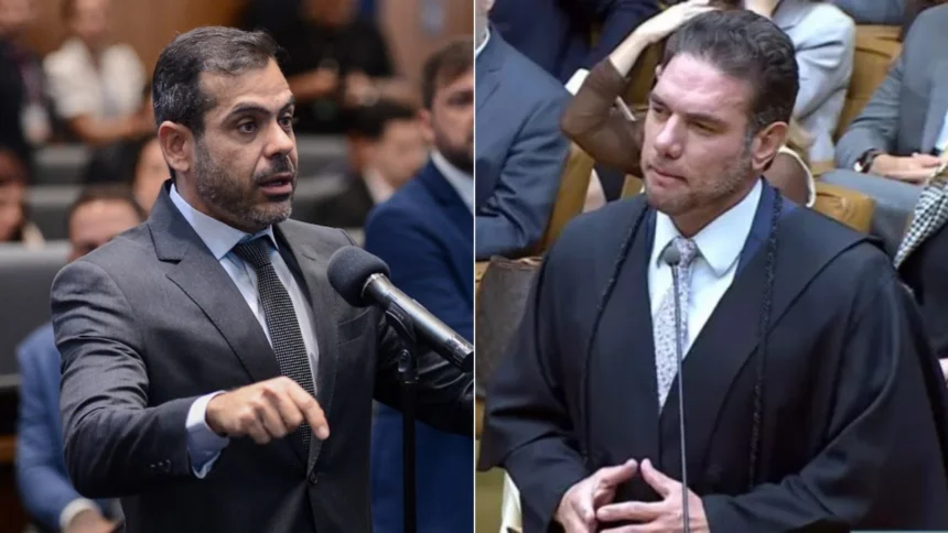 Deputado Bruno Dauaire e o advogado do PSD, Thiago Boverio. | Foto: Reprodução