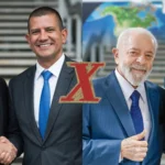 Flávio Bolsonaro e Douglas Ruas, e Eduardo Paes e Lula. | Foto gerada com IA