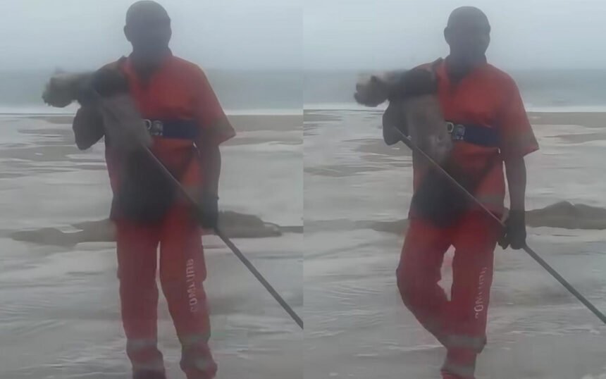 HERÓI DE VERDADE: GARI ARRISCA A VIDA PARA SALVAR CACHORRO NO RIO